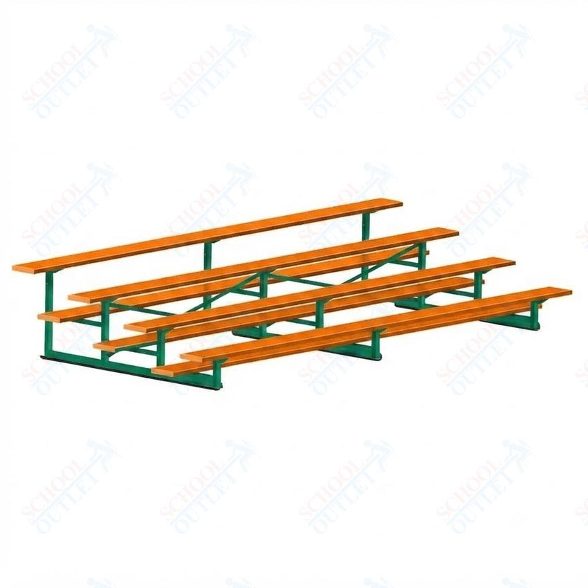 Jaypro Sports Bleacher - 4 Row - Single Foot Plank, Aluminum & Steel Bleachers, Powder Coated - 15' L (BLCH-4PC) - SchoolOutlet
