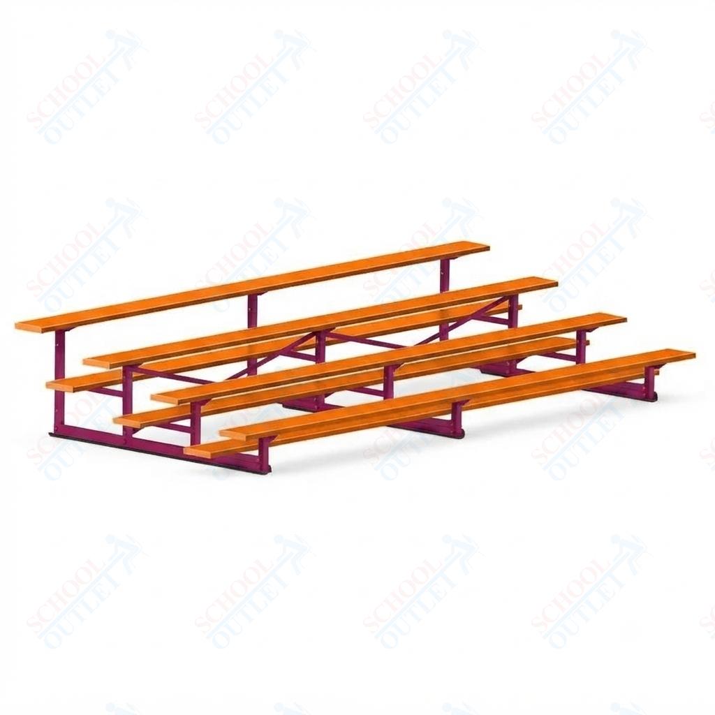 Jaypro Sports Bleacher - 4 Row - Single Foot Plank, Aluminum & Steel Bleachers, Powder Coated - 15' L (BLCH-4PC) - SchoolOutlet