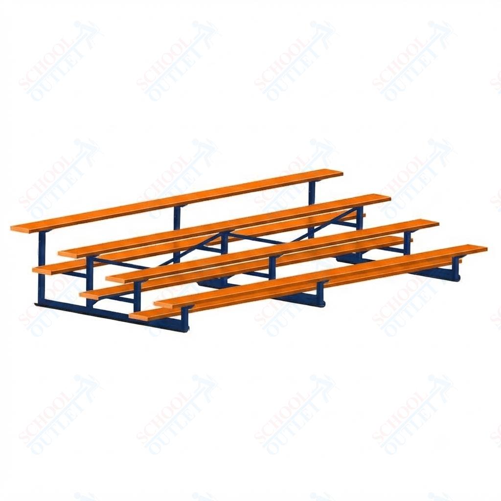 Jaypro Sports Bleacher - 4 Row - Single Foot Plank, Aluminum & Steel Bleachers, Powder Coated - 15' L (BLCH-4PC) - SchoolOutlet