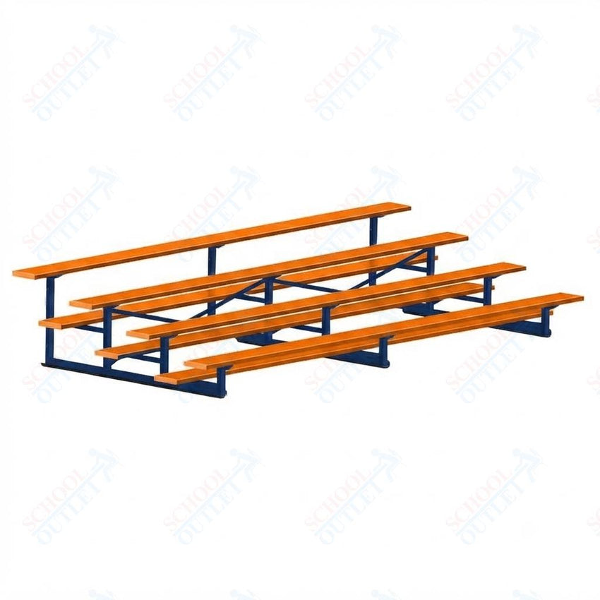Jaypro Sports Bleacher - 4 Row - Single Foot Plank, Aluminum & Steel Bleachers, Powder Coated - 15' L (BLCH-4PC) - SchoolOutlet