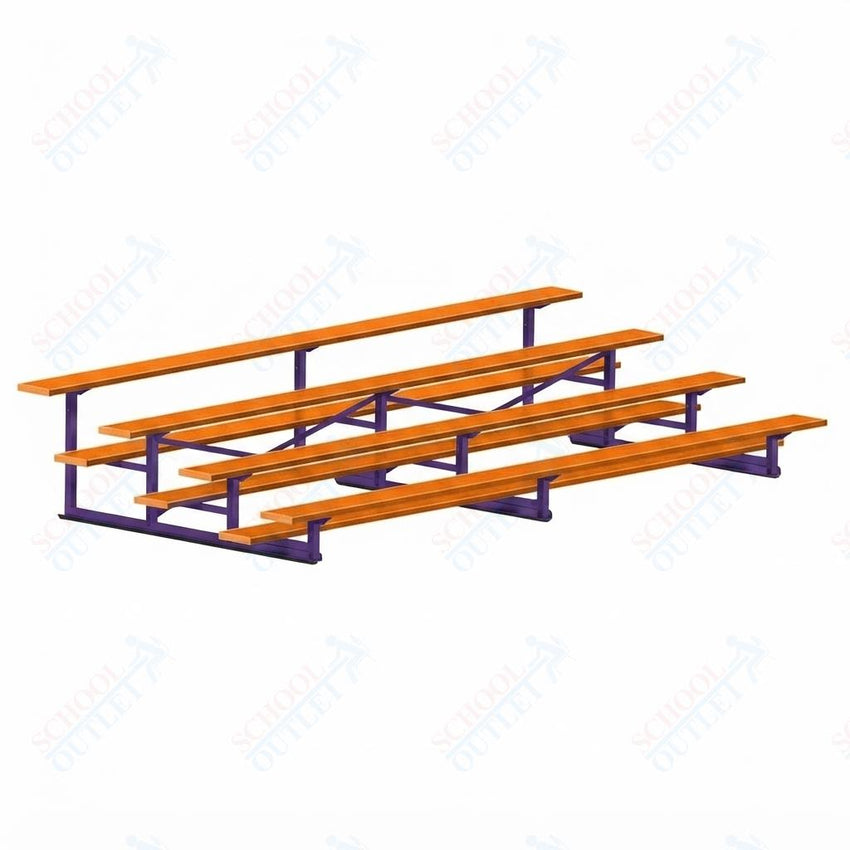 Jaypro Sports Bleacher - 4 Row - Single Foot Plank, Aluminum & Steel Bleachers, Powder Coated - 15' L (BLCH-4PC) - SchoolOutlet