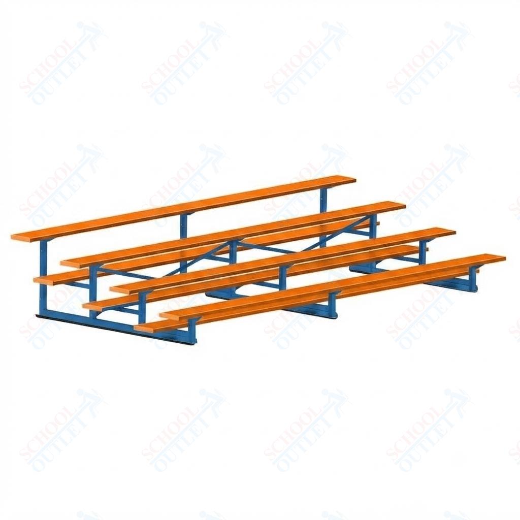 Jaypro Sports Bleacher - 4 Row - Single Foot Plank, Aluminum & Steel Bleachers, Powder Coated - 15' L (BLCH-4PC) - SchoolOutlet