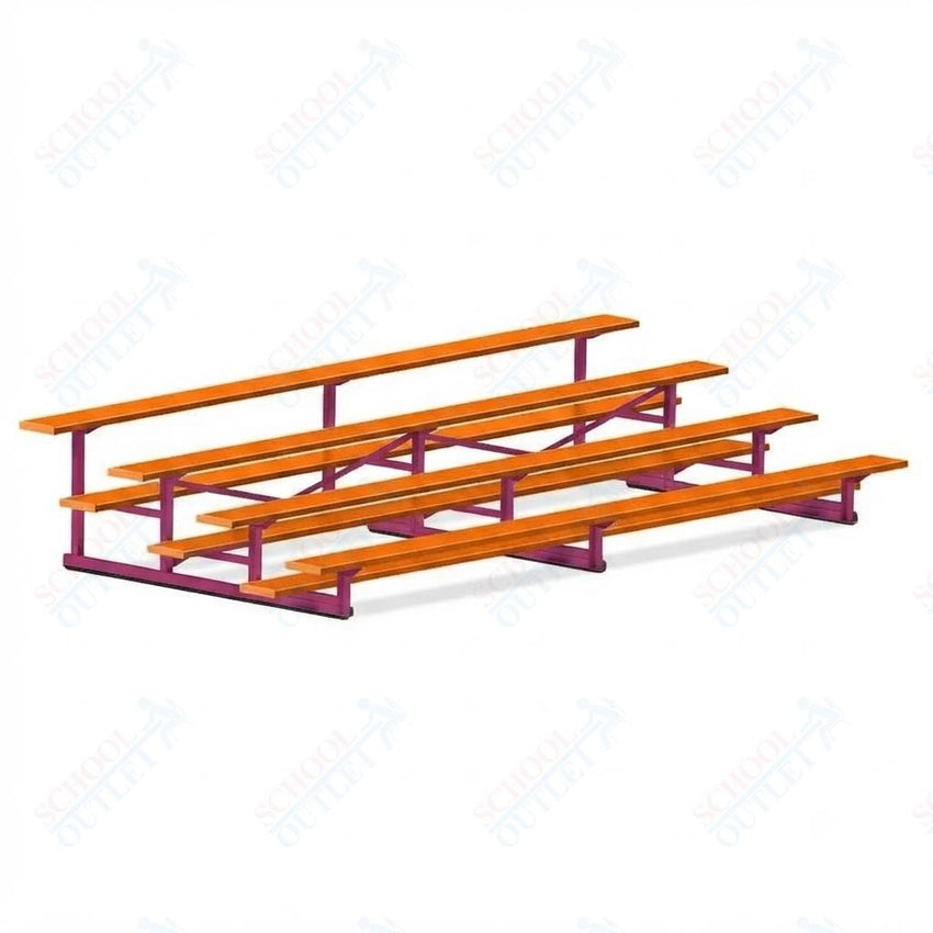 Jaypro Sports Bleacher - 4 Row - Single Foot Plank, Aluminum & Steel Bleachers, Powder Coated - 15' L (BLCH-4PC) - SchoolOutlet