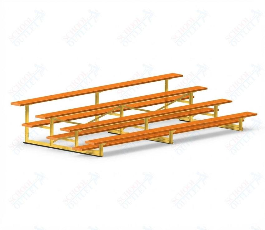 Jaypro Sports Bleacher - 4 Row - Single Foot Plank, Aluminum & Steel Bleachers, Powder Coated - 15' L (BLCH-4PC) - SchoolOutlet