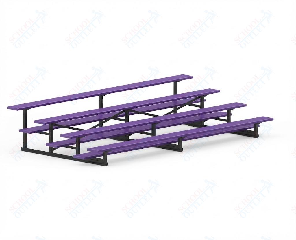 Jaypro Sports Bleacher - 4 Row - Single Foot Plank, Aluminum & Steel Bleachers, Powder Coated - 15' L (BLCH-4PC) - SchoolOutlet