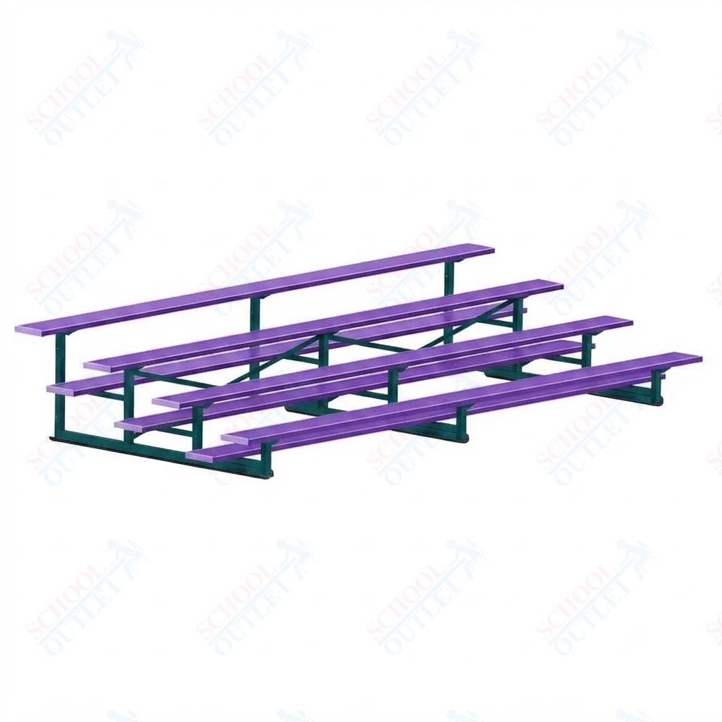 Jaypro Sports Bleacher - 4 Row - Single Foot Plank, Aluminum & Steel Bleachers, Powder Coated - 15' L (BLCH-4PC) - SchoolOutlet