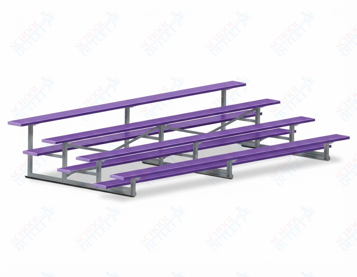 Jaypro Sports Bleacher - 4 Row - Single Foot Plank, Aluminum & Steel Bleachers, Powder Coated - 15' L (BLCH-4PC) - SchoolOutlet
