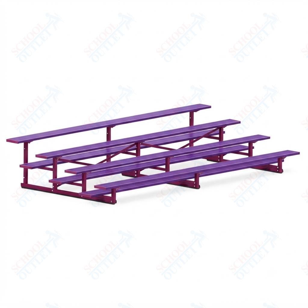 Jaypro Sports Bleacher - 4 Row - Single Foot Plank, Aluminum & Steel Bleachers, Powder Coated - 15' L (BLCH-4PC) - SchoolOutlet