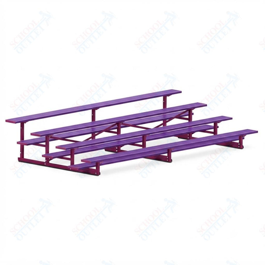 Jaypro Sports Bleacher - 4 Row - Single Foot Plank, Aluminum & Steel Bleachers, Powder Coated - 15' L (BLCH-4PC) - SchoolOutlet