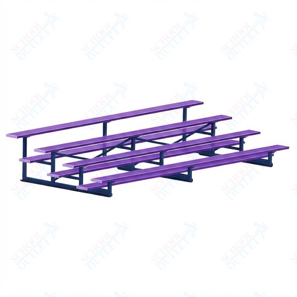 Jaypro Sports Bleacher - 4 Row - Single Foot Plank, Aluminum & Steel Bleachers, Powder Coated - 15' L (BLCH-4PC) - SchoolOutlet