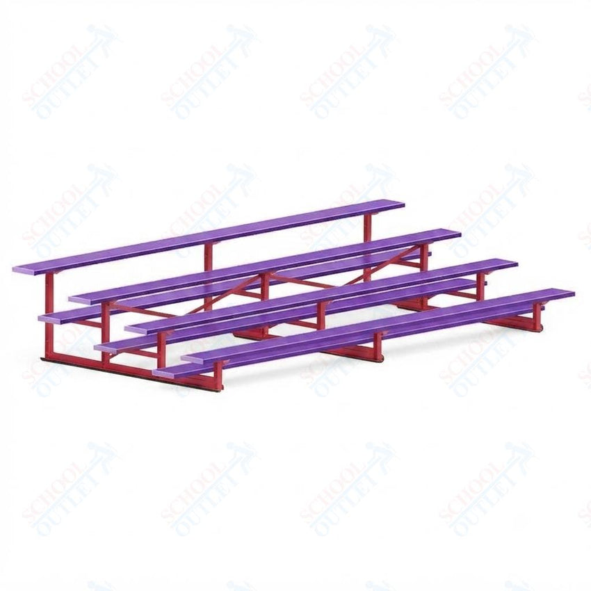 Jaypro Sports Bleacher - 4 Row - Single Foot Plank, Aluminum & Steel Bleachers, Powder Coated - 15' L (BLCH-4PC) - SchoolOutlet
