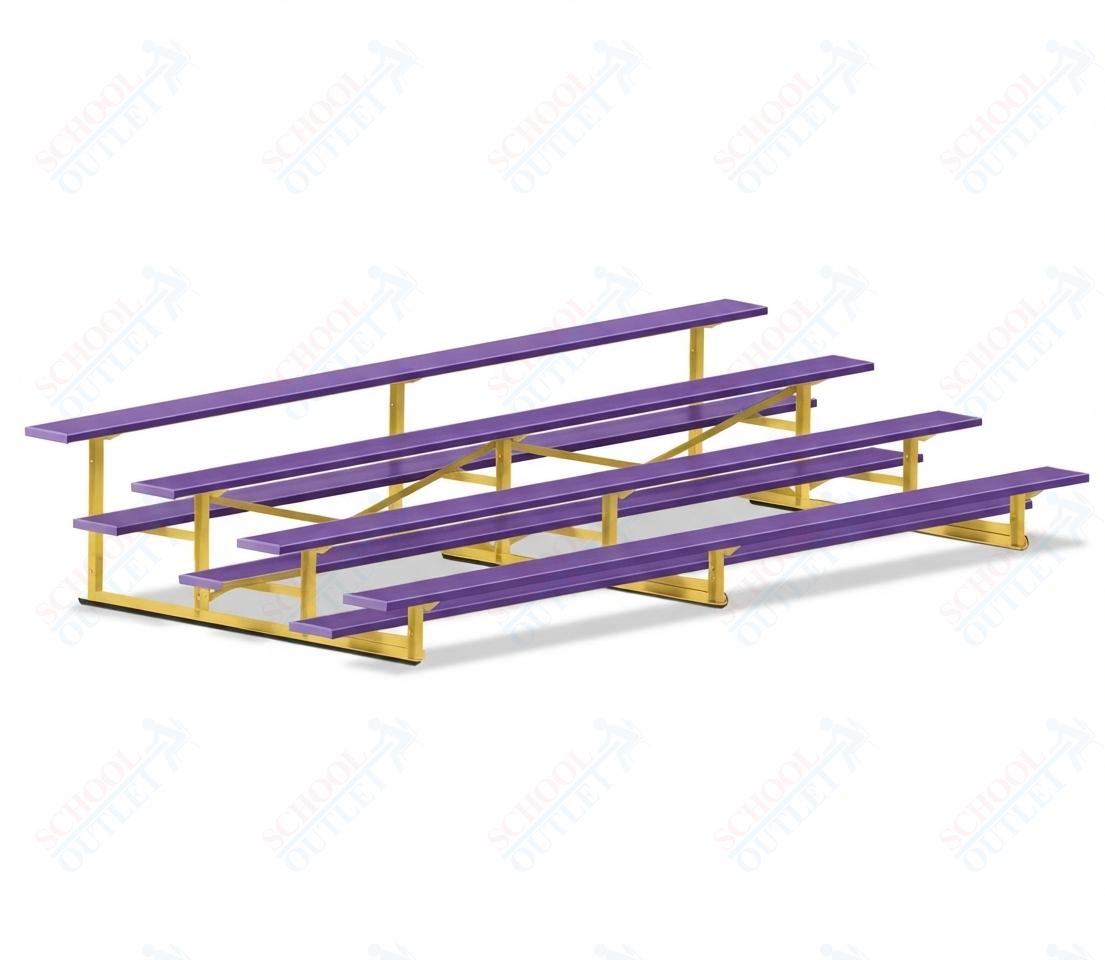 Jaypro Sports Bleacher - 4 Row - Single Foot Plank, Aluminum & Steel Bleachers, Powder Coated - 15' L (BLCH-4PC) - SchoolOutlet