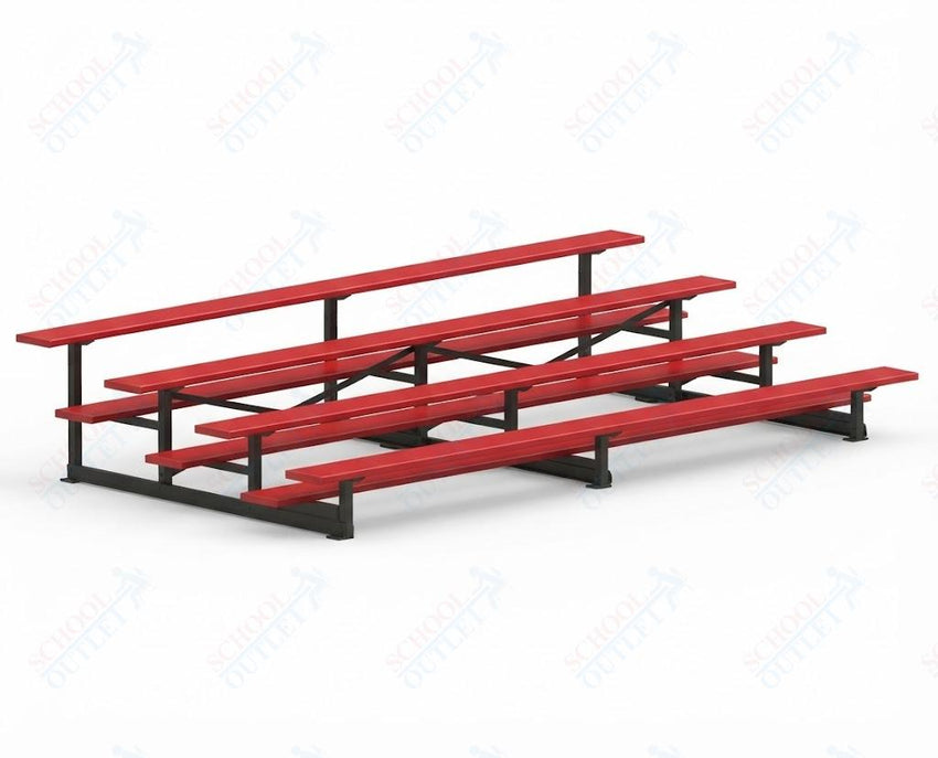 Jaypro Sports Bleacher - 4 Row - Single Foot Plank, Aluminum & Steel Bleachers, Powder Coated - 15' L (BLCH-4PC) - SchoolOutlet