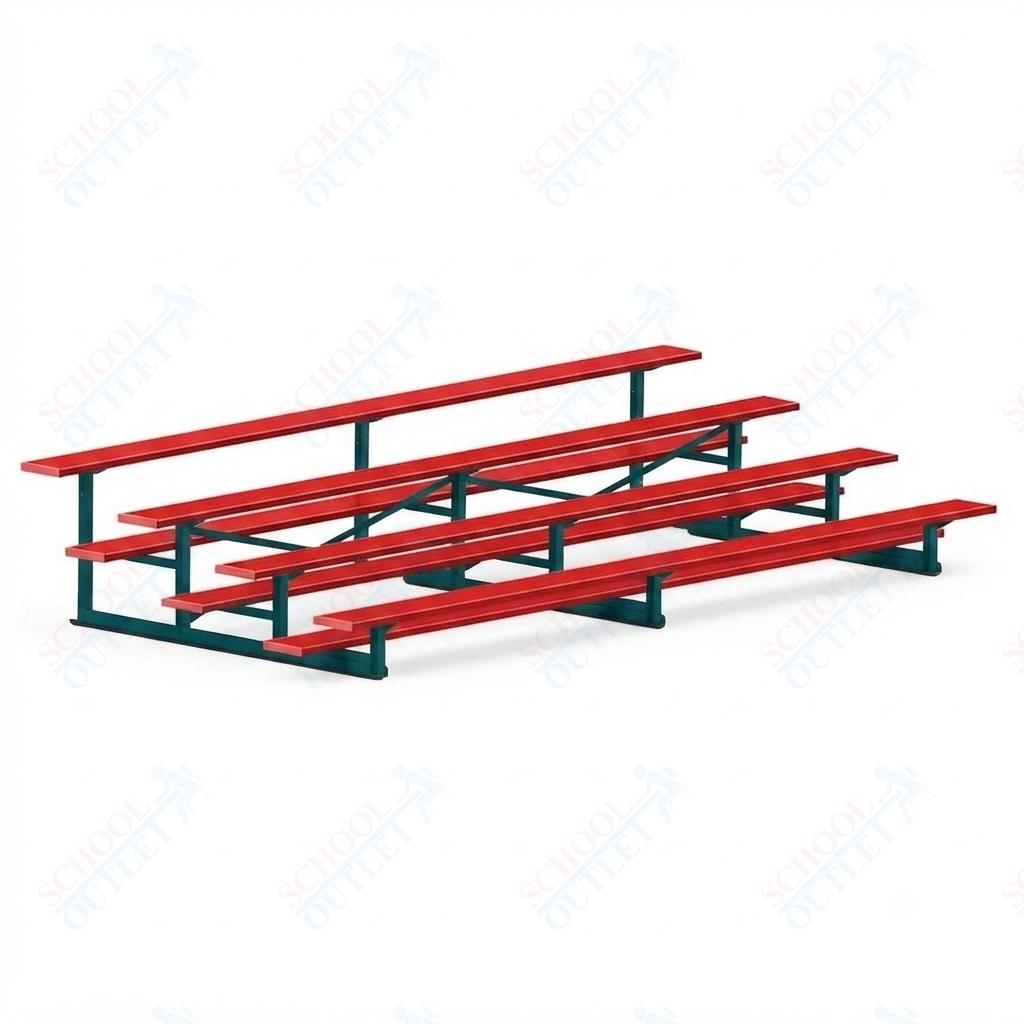 Jaypro Sports Bleacher - 4 Row - Single Foot Plank, Aluminum & Steel Bleachers, Powder Coated - 15' L (BLCH-4PC) - SchoolOutlet