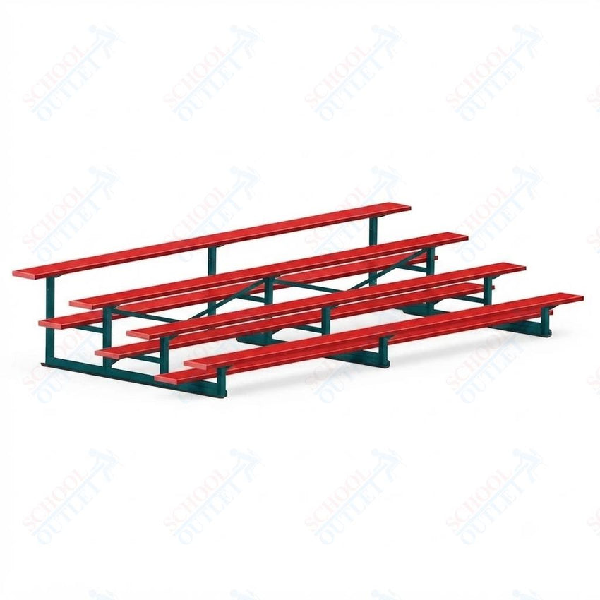 Jaypro Sports Bleacher - 4 Row - Single Foot Plank, Aluminum & Steel Bleachers, Powder Coated - 15' L (BLCH-4PC) - SchoolOutlet