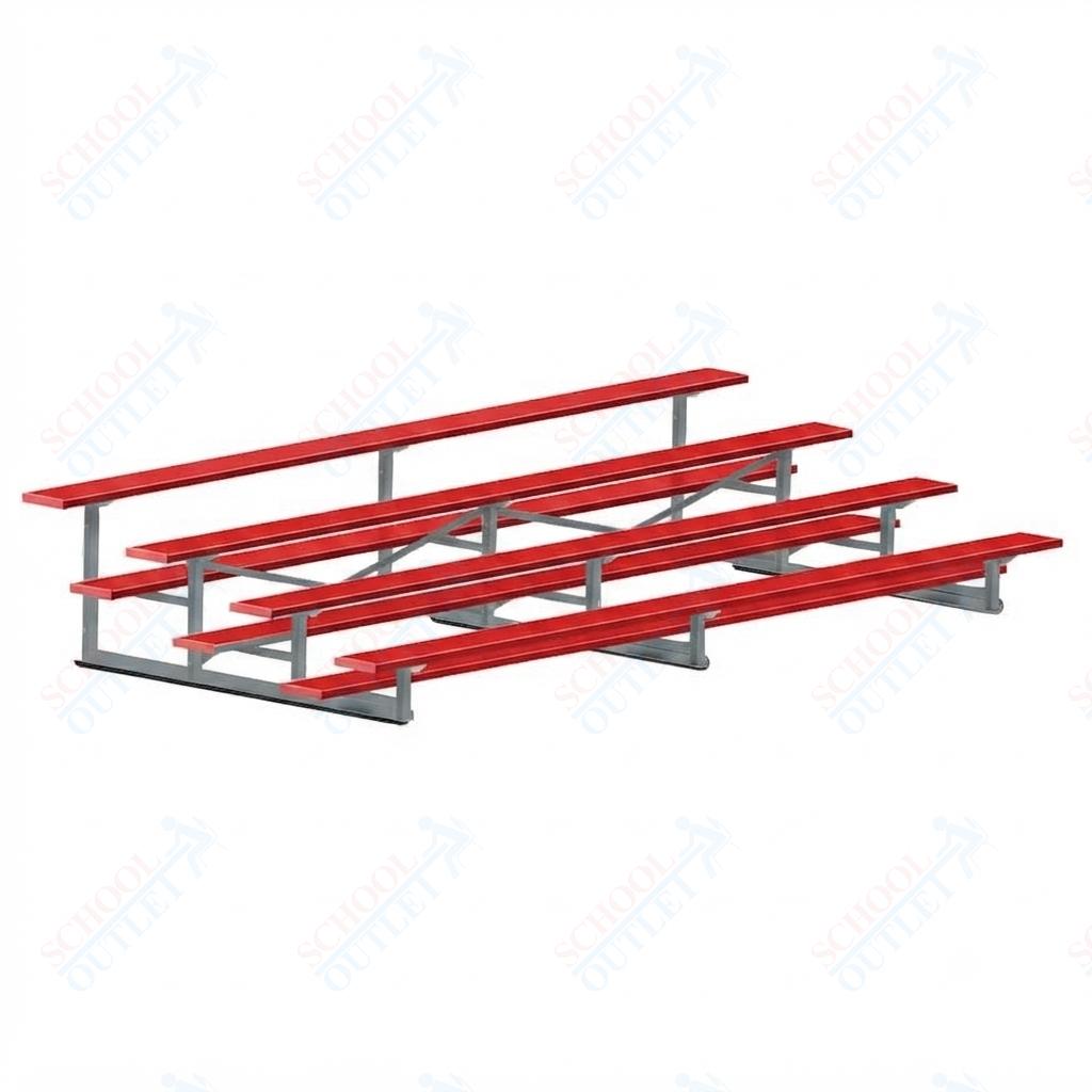 Jaypro Sports Bleacher - 4 Row - Single Foot Plank, Aluminum & Steel Bleachers, Powder Coated - 15' L (BLCH-4PC) - SchoolOutlet