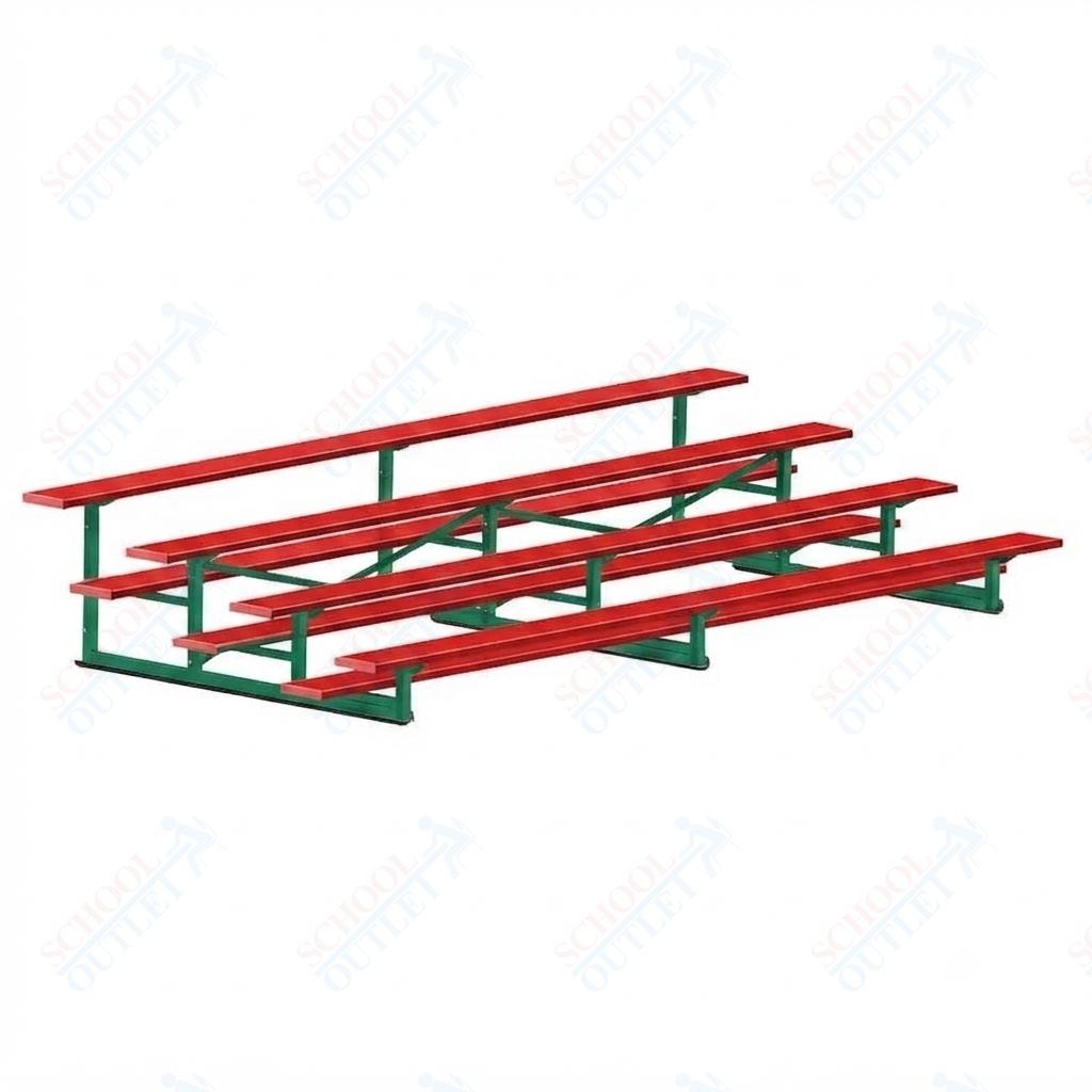 Jaypro Sports Bleacher - 4 Row - Single Foot Plank, Aluminum & Steel Bleachers, Powder Coated - 15' L (BLCH-4PC) - SchoolOutlet