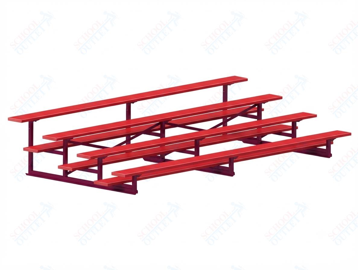 Jaypro Sports Bleacher - 4 Row - Single Foot Plank, Aluminum & Steel Bleachers, Powder Coated - 15' L (BLCH-4PC) - SchoolOutlet