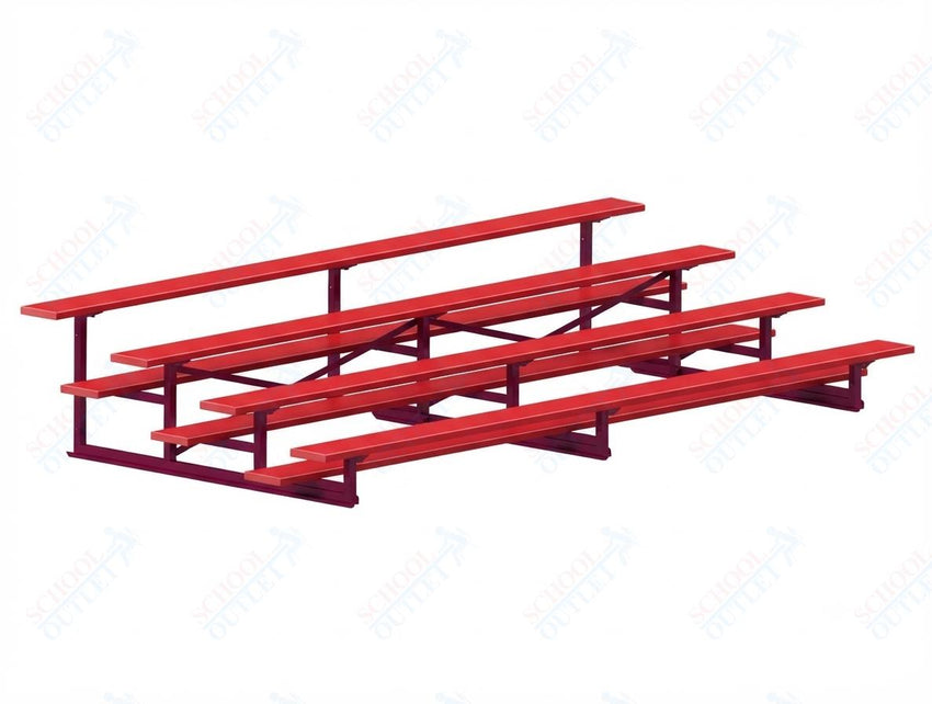 Jaypro Sports Bleacher - 4 Row - Single Foot Plank, Aluminum & Steel Bleachers, Powder Coated - 15' L (BLCH-4PC) - SchoolOutlet
