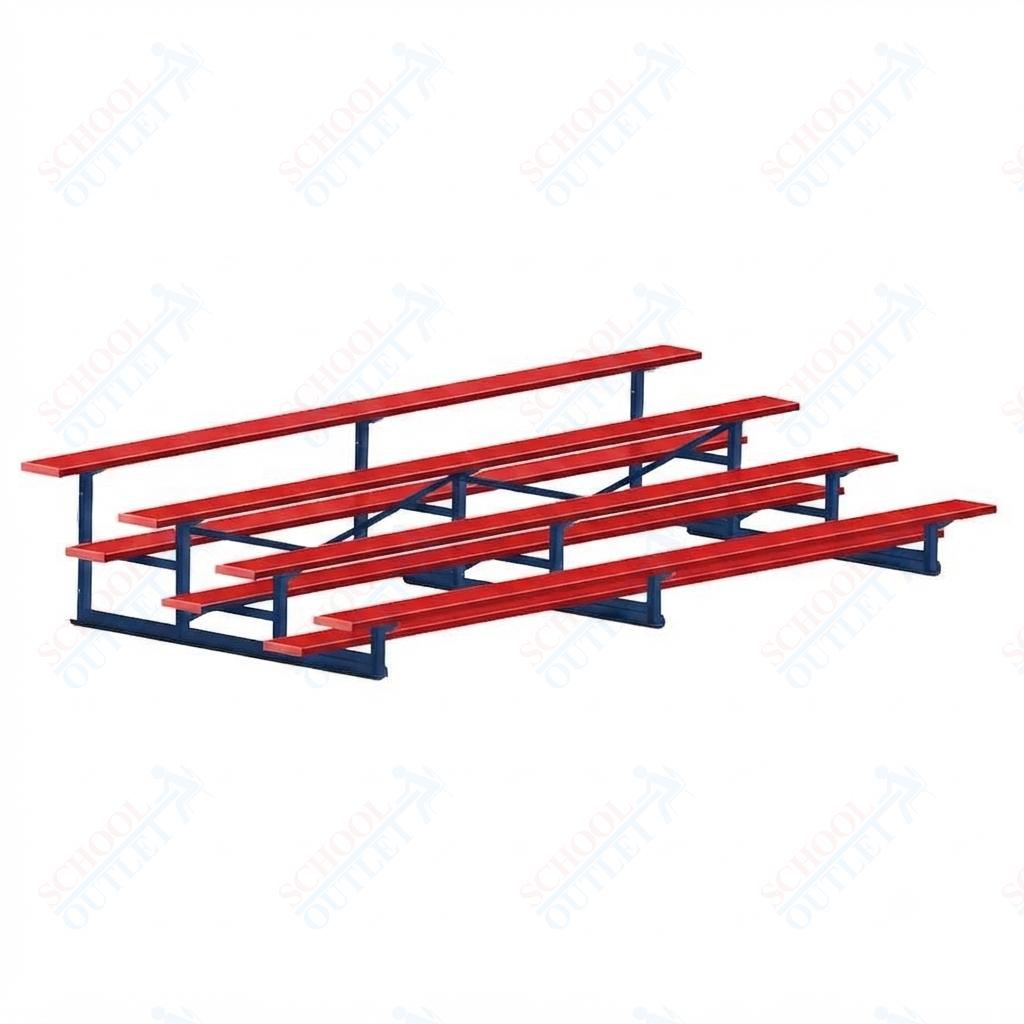 Jaypro Sports Bleacher - 4 Row - Single Foot Plank, Aluminum & Steel Bleachers, Powder Coated - 15' L (BLCH-4PC) - SchoolOutlet
