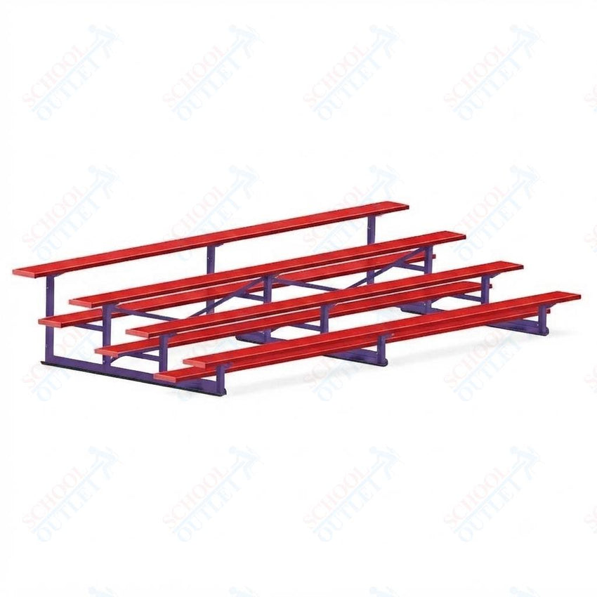 Jaypro Sports Bleacher - 4 Row - Single Foot Plank, Aluminum & Steel Bleachers, Powder Coated - 15' L (BLCH-4PC) - SchoolOutlet