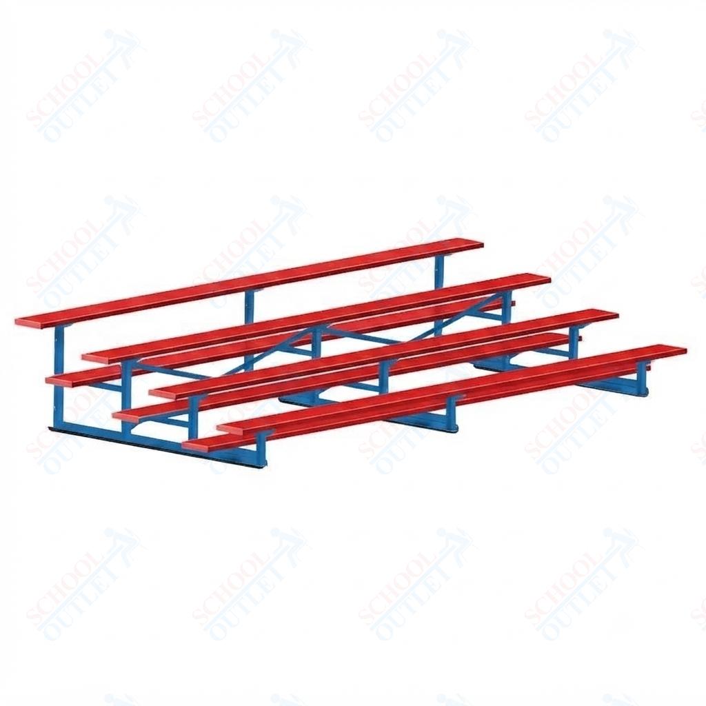 Jaypro Sports Bleacher - 4 Row - Single Foot Plank, Aluminum & Steel Bleachers, Powder Coated - 15' L (BLCH-4PC) - SchoolOutlet