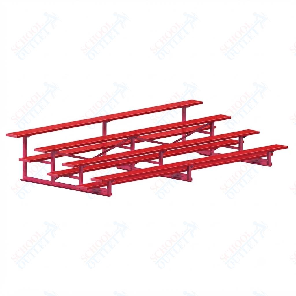 Jaypro Sports Bleacher - 4 Row - Single Foot Plank, Aluminum & Steel Bleachers, Powder Coated - 15' L (BLCH-4PC) - SchoolOutlet