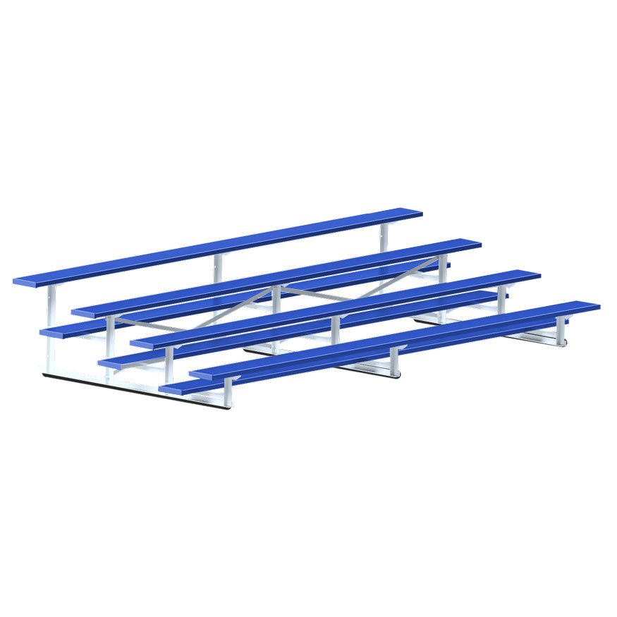 Jaypro Sports Bleacher - 4 Row - Single Foot Plank, Aluminum & Steel Bleachers, Powder Coated - 15' L (BLCH-4PC) - SchoolOutlet