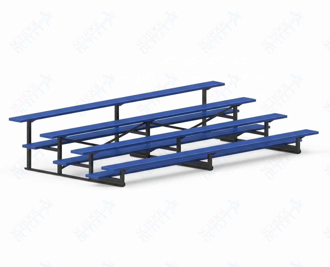 Jaypro Sports Bleacher - 4 Row - Single Foot Plank, Aluminum & Steel Bleachers, Powder Coated - 15' L (BLCH-4PC) - SchoolOutlet