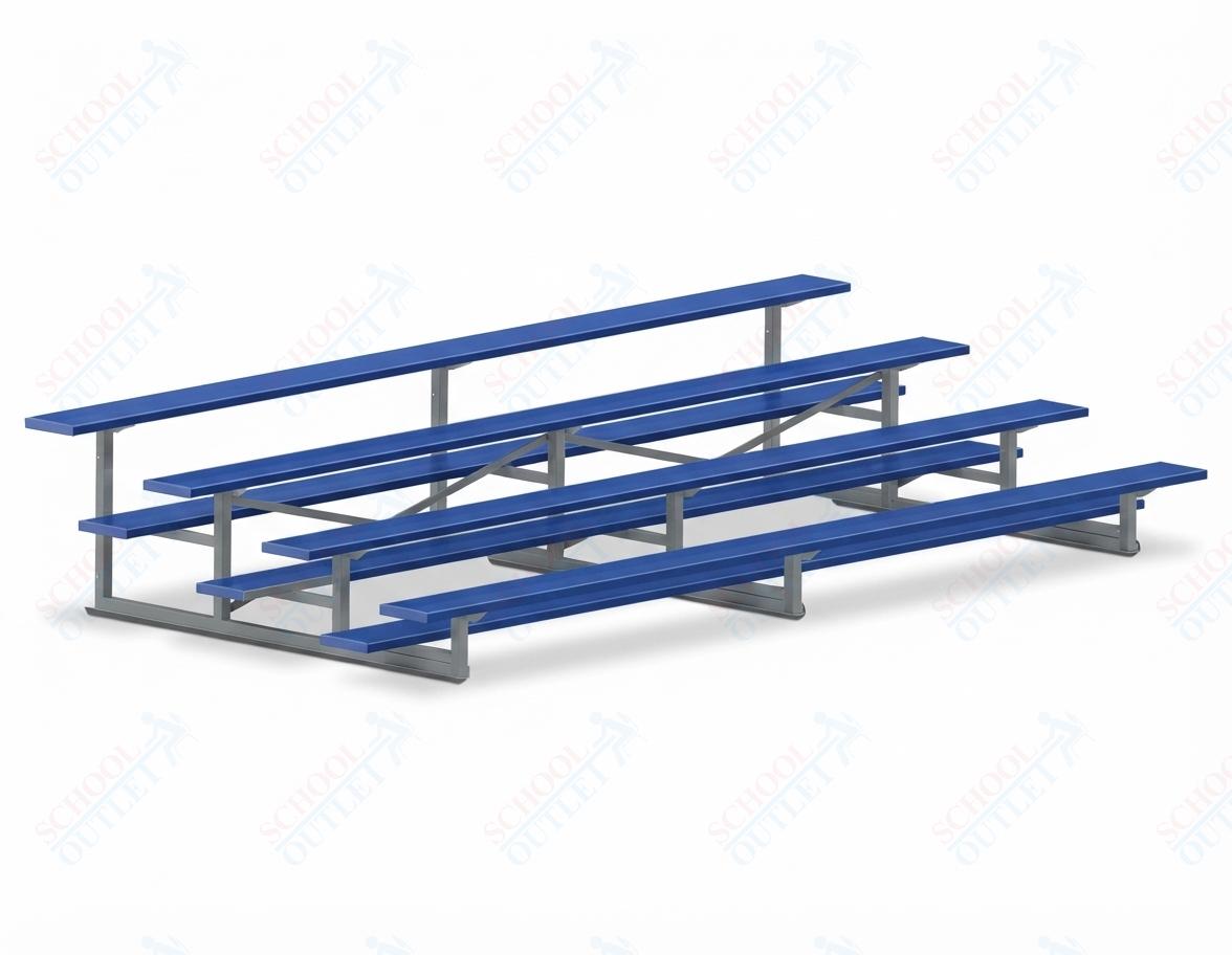 Jaypro Sports Bleacher - 4 Row - Single Foot Plank, Aluminum & Steel Bleachers, Powder Coated - 15' L (BLCH-4PC) - SchoolOutlet