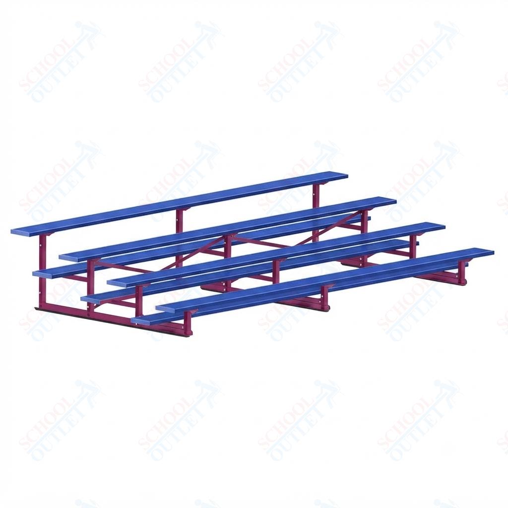 Jaypro Sports Bleacher - 4 Row - Single Foot Plank, Aluminum & Steel Bleachers, Powder Coated - 15' L (BLCH-4PC) - SchoolOutlet