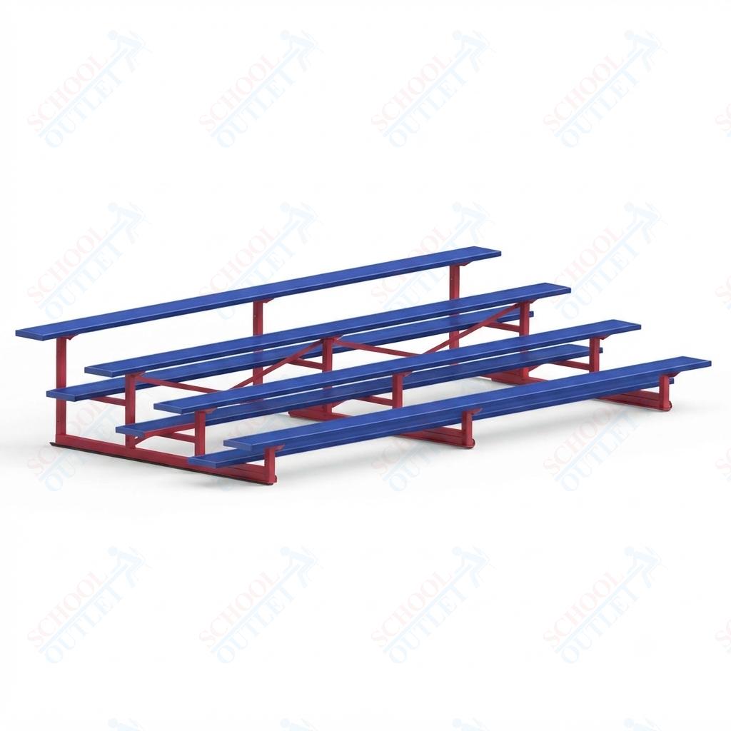 Jaypro Sports Bleacher - 4 Row - Single Foot Plank, Aluminum & Steel Bleachers, Powder Coated - 15' L (BLCH-4PC) - SchoolOutlet