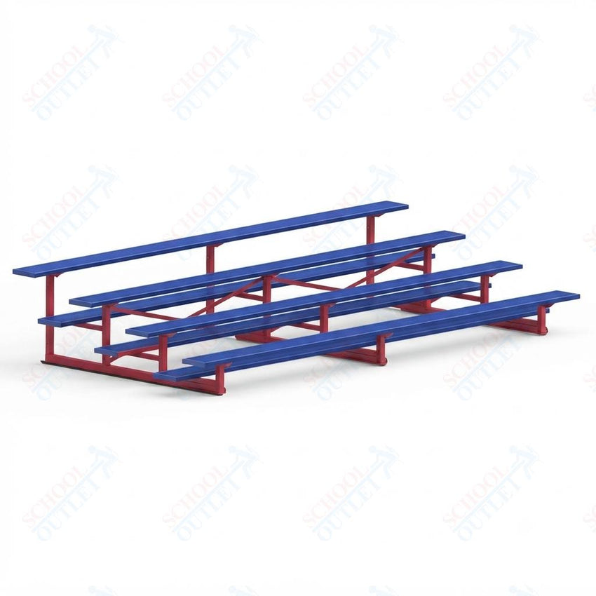 Jaypro Sports Bleacher - 4 Row - Single Foot Plank, Aluminum & Steel Bleachers, Powder Coated - 15' L (BLCH-4PC) - SchoolOutlet