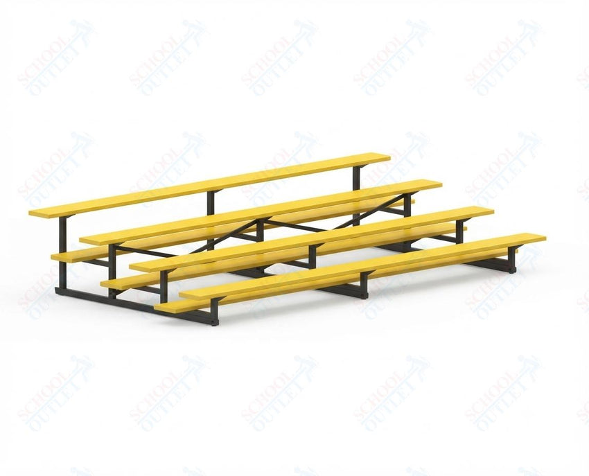 Jaypro Sports Bleacher - 4 Row - Single Foot Plank, Aluminum & Steel Bleachers, Powder Coated - 15' L (BLCH-4PC) - SchoolOutlet