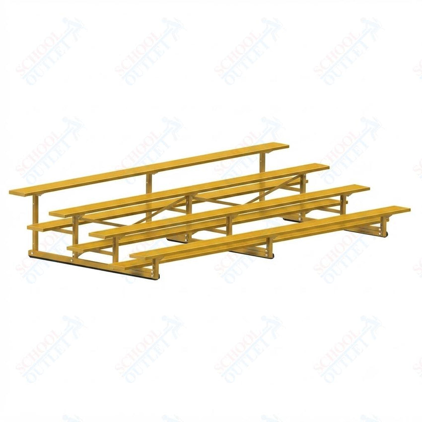 Jaypro Sports Bleacher - 4 Row - Single Foot Plank, Aluminum & Steel Bleachers, Powder Coated - 15' L (BLCH-4PC) - SchoolOutlet
