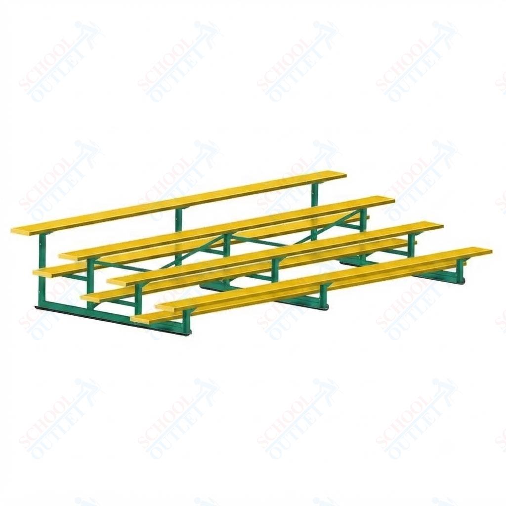 Jaypro Sports Bleacher - 4 Row - Single Foot Plank, Aluminum & Steel Bleachers, Powder Coated - 15' L (BLCH-4PC) - SchoolOutlet
