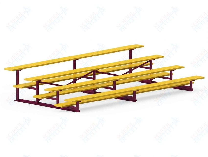 Jaypro Sports Bleacher - 4 Row - Single Foot Plank, Aluminum & Steel Bleachers, Powder Coated - 15' L (BLCH-4PC) - SchoolOutlet