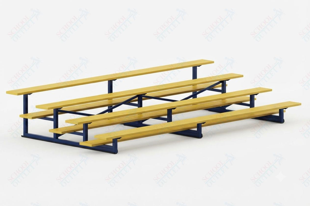 Jaypro Sports Bleacher - 4 Row - Single Foot Plank, Aluminum & Steel Bleachers, Powder Coated - 15' L (BLCH-4PC) - SchoolOutlet
