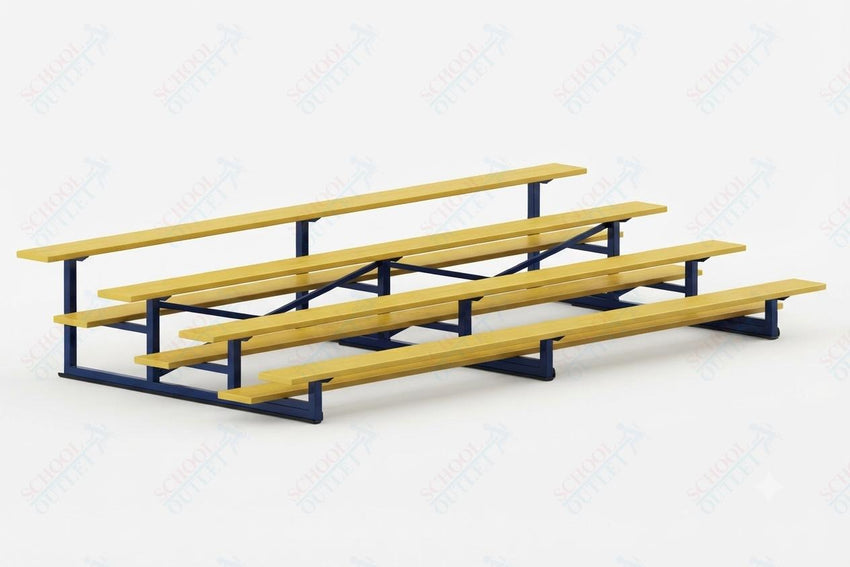 Jaypro Sports Bleacher - 4 Row - Single Foot Plank, Aluminum & Steel Bleachers, Powder Coated - 15' L (BLCH-4PC) - SchoolOutlet