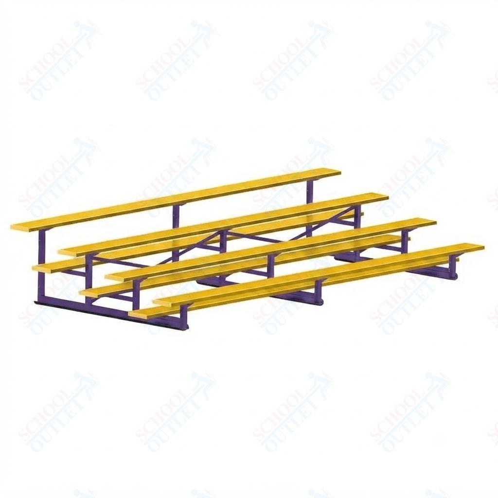 Jaypro Sports Bleacher - 4 Row - Single Foot Plank, Aluminum & Steel Bleachers, Powder Coated - 15' L (BLCH-4PC) - SchoolOutlet