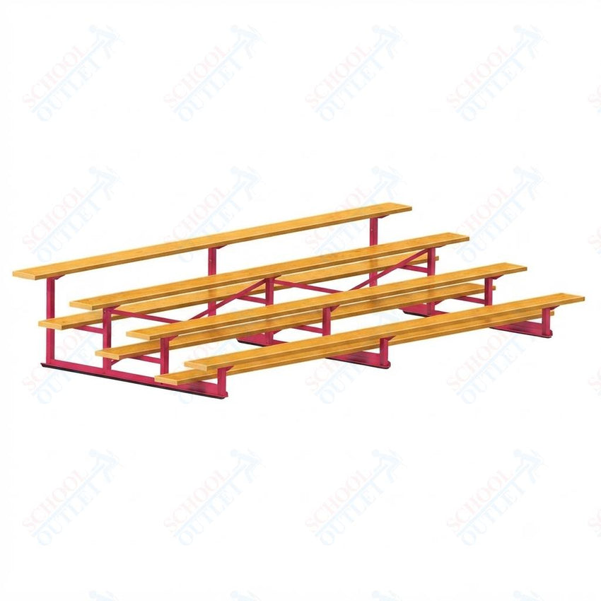 Jaypro Sports Bleacher - 4 Row - Single Foot Plank, Aluminum & Steel Bleachers, Powder Coated - 15' L (BLCH-4PC) - SchoolOutlet