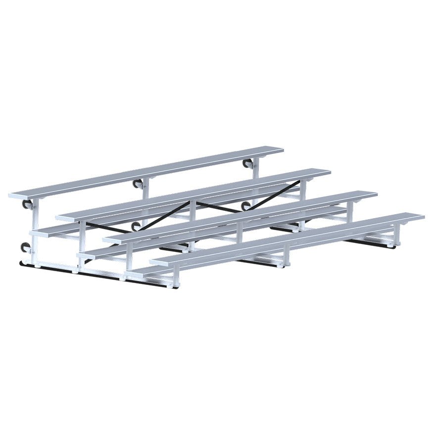 Jaypro Sports Bleacher - 4 Row - Tip & Roll, Single Foot Plank - 15' L (BLCH - 4TRG) - SchoolOutlet