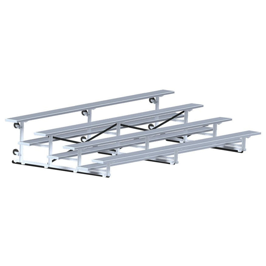 Jaypro Sports Bleacher - 4 Row - Tip & Roll, Single Foot Plank - 15' L (BLCH - 4TRG) - SchoolOutlet