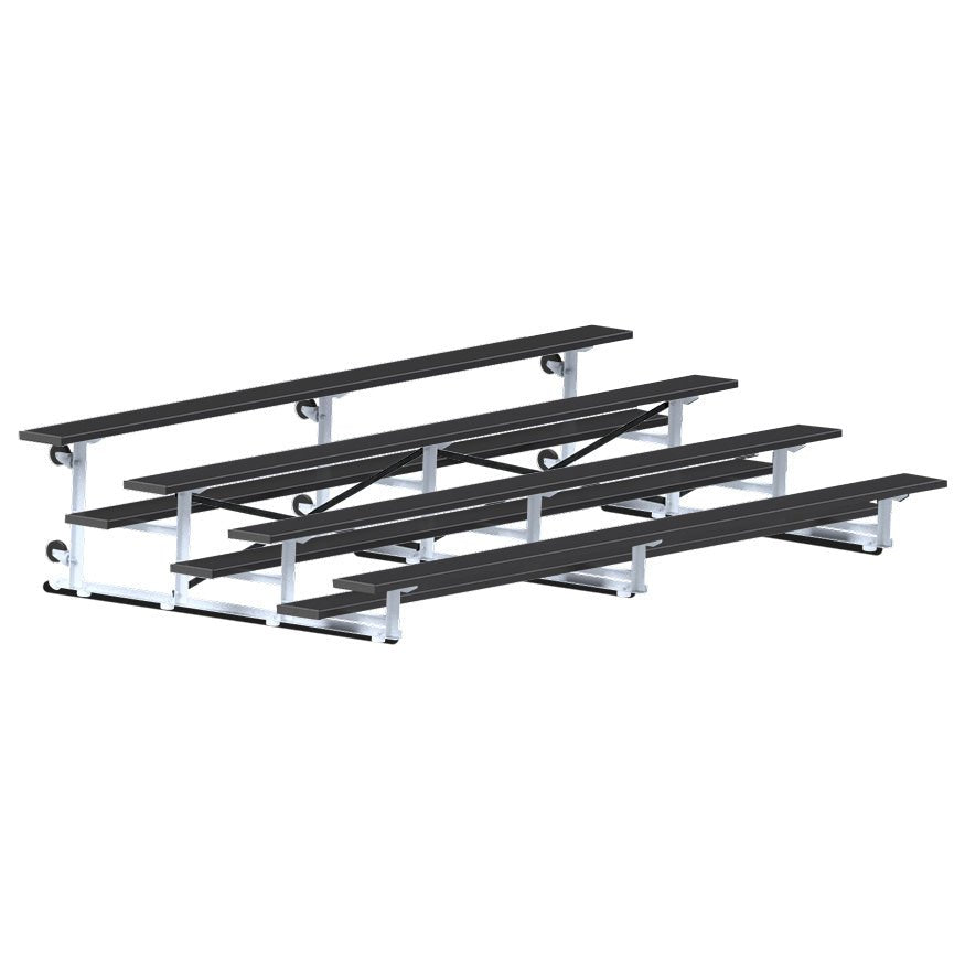 Jaypro Sports Bleacher - 4 Row - Tip & Roll, Single Foot Plank, Powder Coated - 15' L (BLCH-4TRGPC) - SchoolOutlet