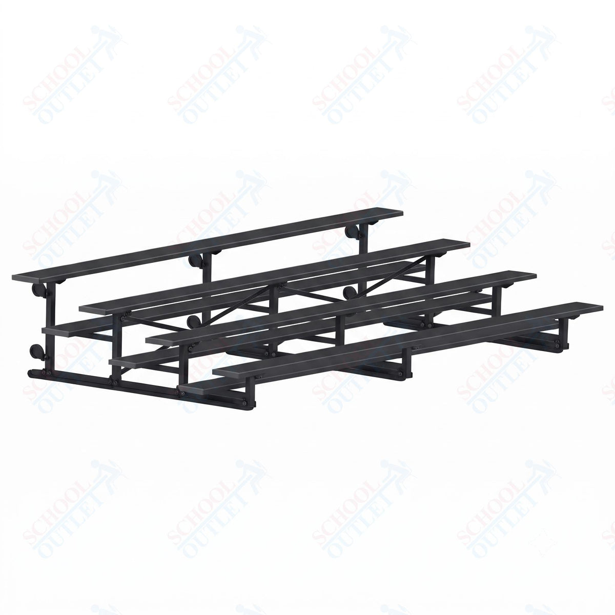 Jaypro Sports Bleacher - 4 Row - Tip & Roll, Single Foot Plank, Powder Coated - 15' L (BLCH-4TRGPC) - SchoolOutlet