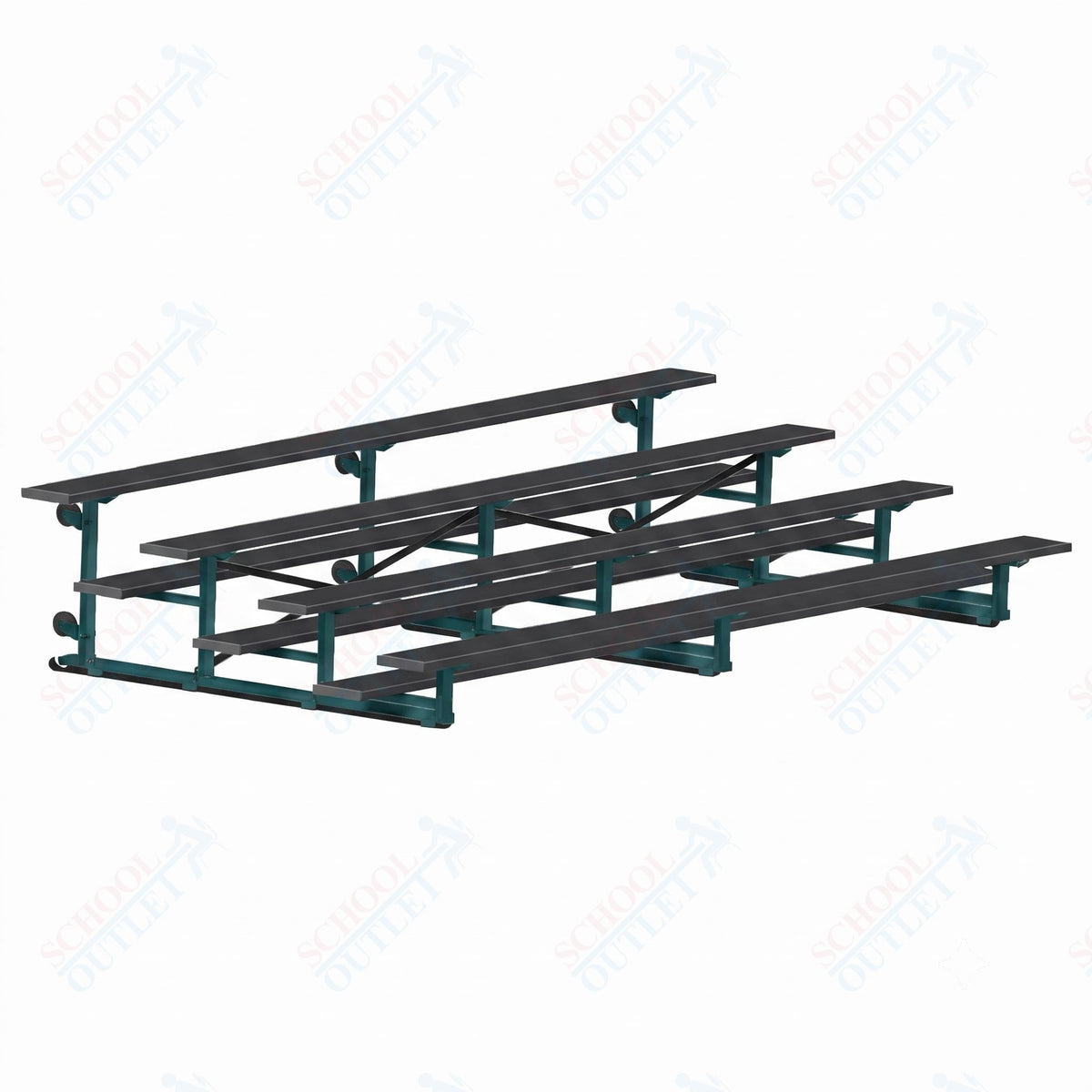 Jaypro Sports Bleacher - 4 Row - Tip & Roll, Single Foot Plank, Powder Coated - 15' L (BLCH-4TRGPC) - SchoolOutlet