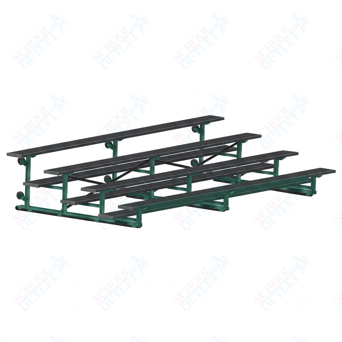 Jaypro Sports Bleacher - 4 Row - Tip & Roll, Single Foot Plank, Powder Coated - 15' L (BLCH-4TRGPC) - SchoolOutlet