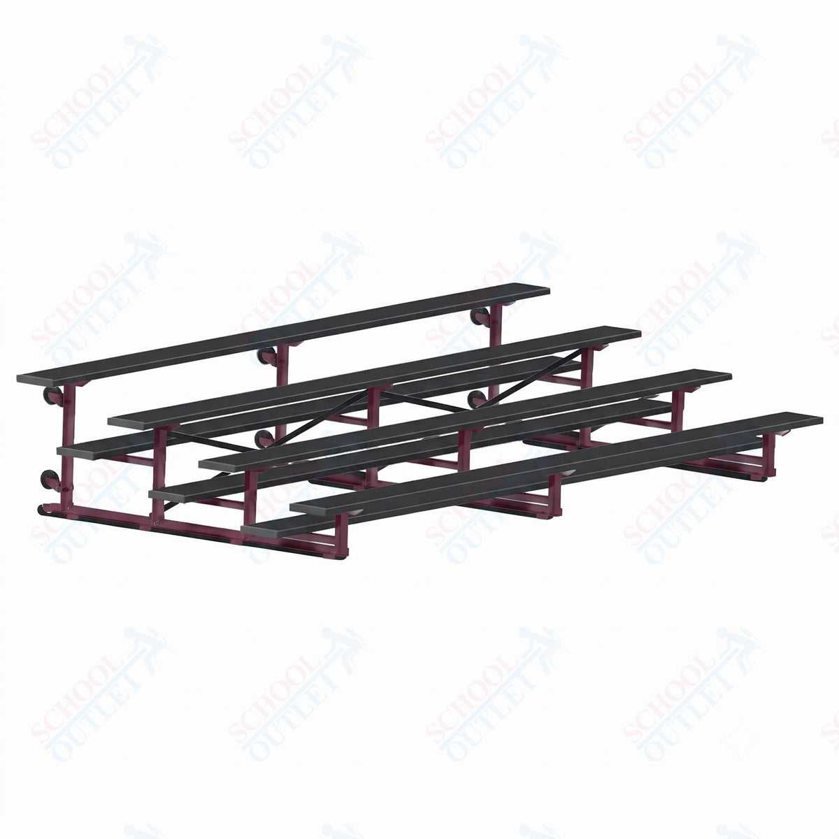 Jaypro Sports Bleacher - 4 Row - Tip & Roll, Single Foot Plank, Powder Coated - 15' L (BLCH-4TRGPC) - SchoolOutlet