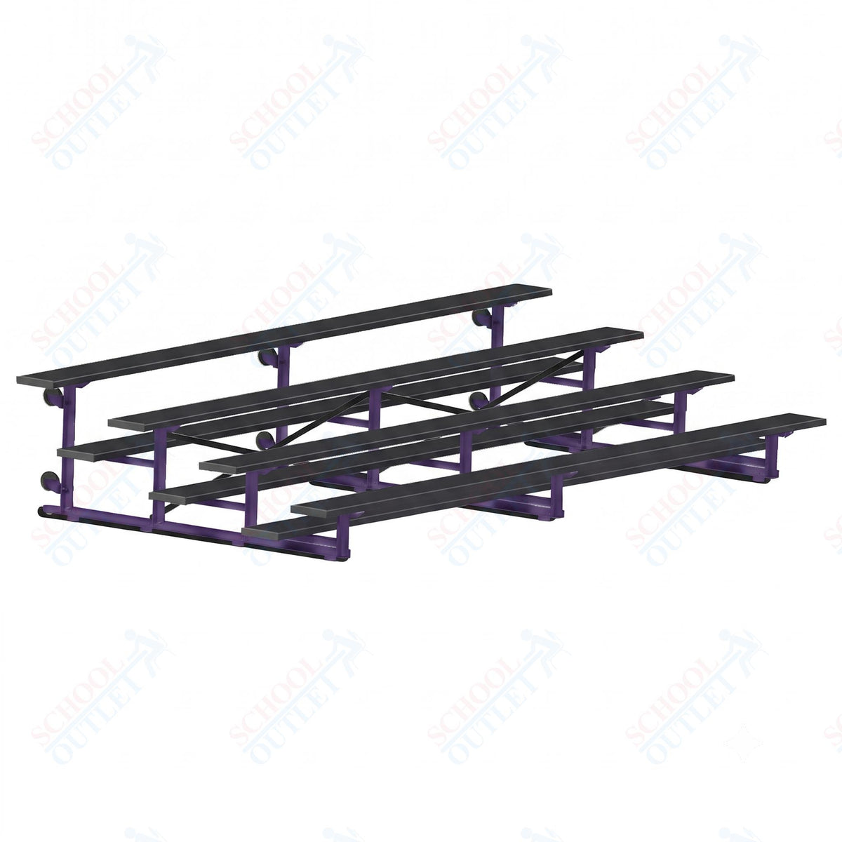 Jaypro Sports Bleacher - 4 Row - Tip & Roll, Single Foot Plank, Powder Coated - 15' L (BLCH-4TRGPC) - SchoolOutlet