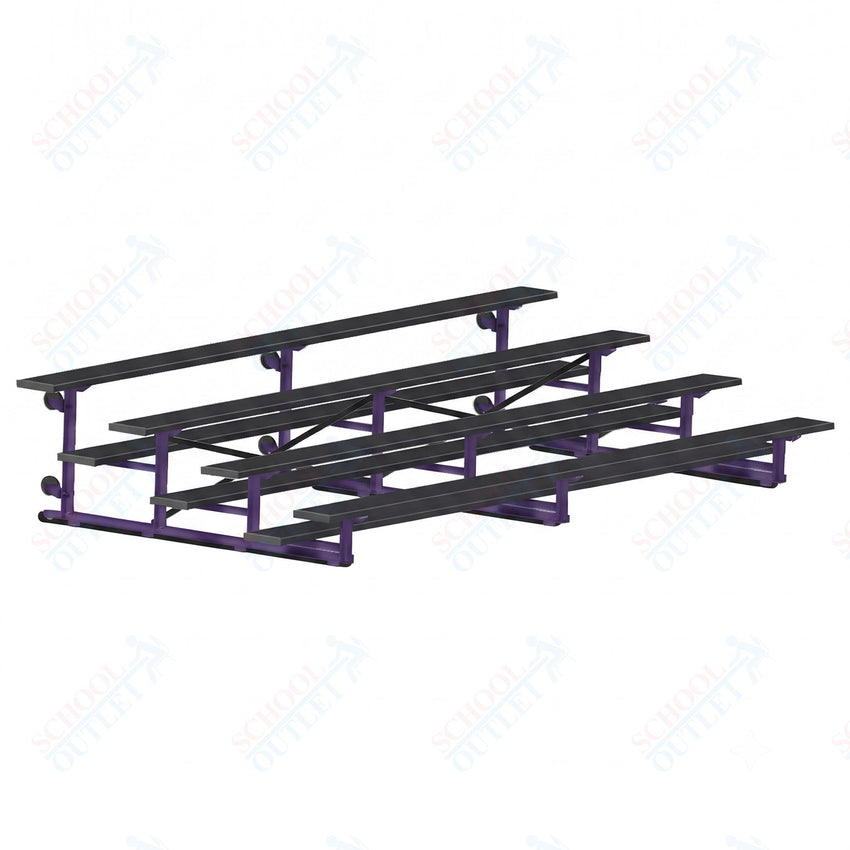 Jaypro Sports Bleacher - 4 Row - Tip & Roll, Single Foot Plank, Powder Coated - 15' L (BLCH-4TRGPC) - SchoolOutlet